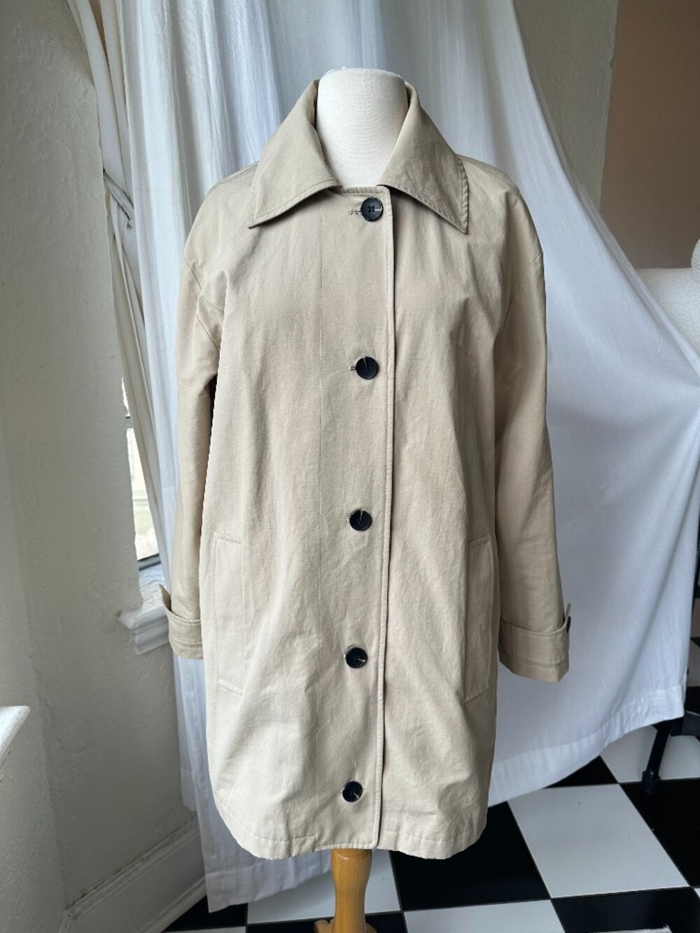 Bagatelle Collection New York Beige Cotton Blend Car Coat Jacket Women M